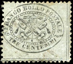 1868 - 3 cent. grigio (24), usato, ... 