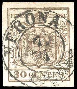 FALSI PER POSTA 1853 - 30 cent. ... 