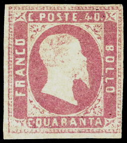 1851 - 40 cent. rosa (3), nuovo, ... 