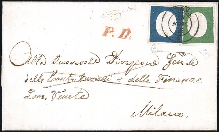 1855 - 5 cent. verde, 20 cent. ... 