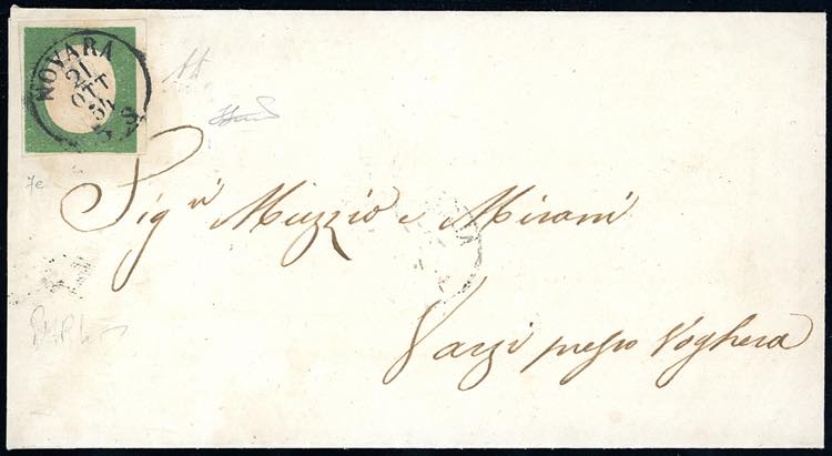 1854 - 5 cent. verde scuro, III ... 