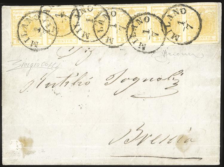 1854 - 5 cent. giallo arancio ... 