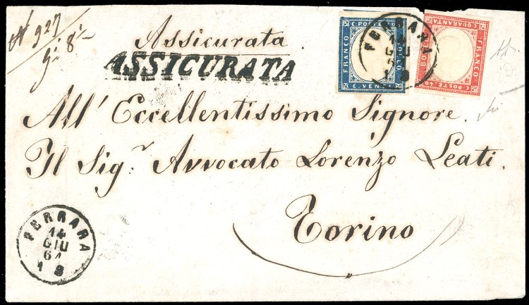 1861 - 40 cent. rosso vermiglio, ... 