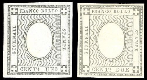1861 - 1 cent. grigio nero e 2 ... 