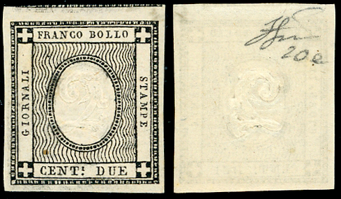 1861 - 2 cent. nero intenso per ... 