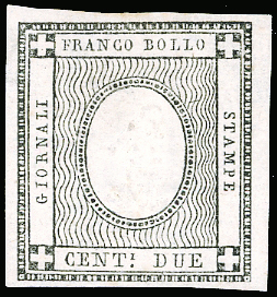 1861 - 2 cent. grigio nero, errore ... 