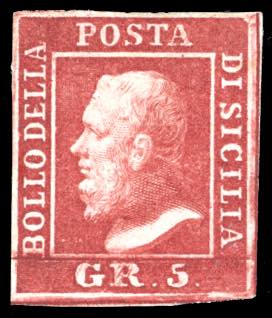 1859 - 5 grana carminio scuro, I ... 