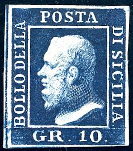 1859 - 10 grana indaco nero (12a), ... 