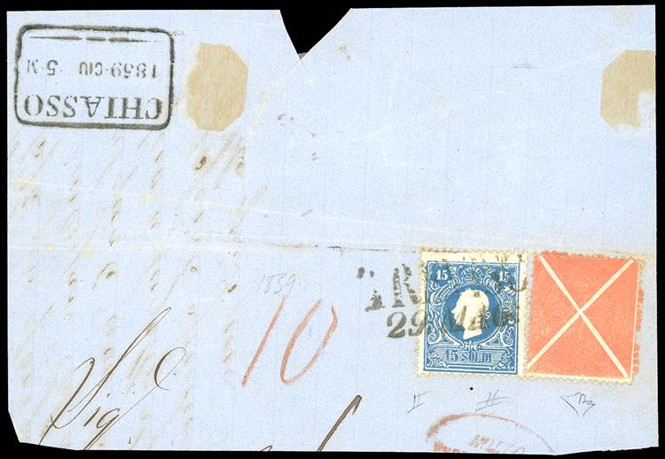1859 - 15 soldi azzurro, II tipo, ... 