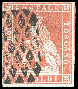 1851 - 2 soldi scarlatto su ... 