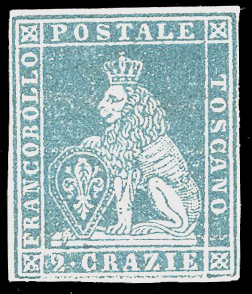 1851 - 2 crazie azzurro chiaro su ... 