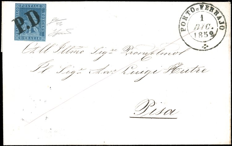 1852 - 2 crazie azzurro vivo su ... 