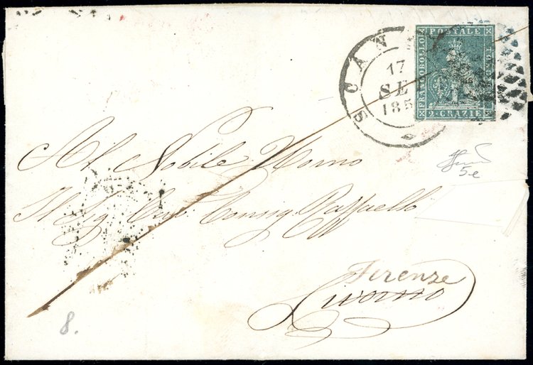 1851 - 2 crazie azzurro verdastro ... 