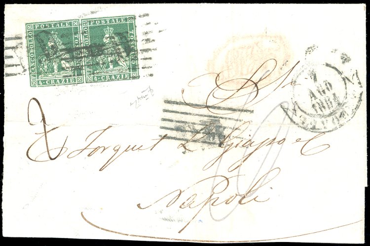 1854 - 4 crazie verde su grigio ... 