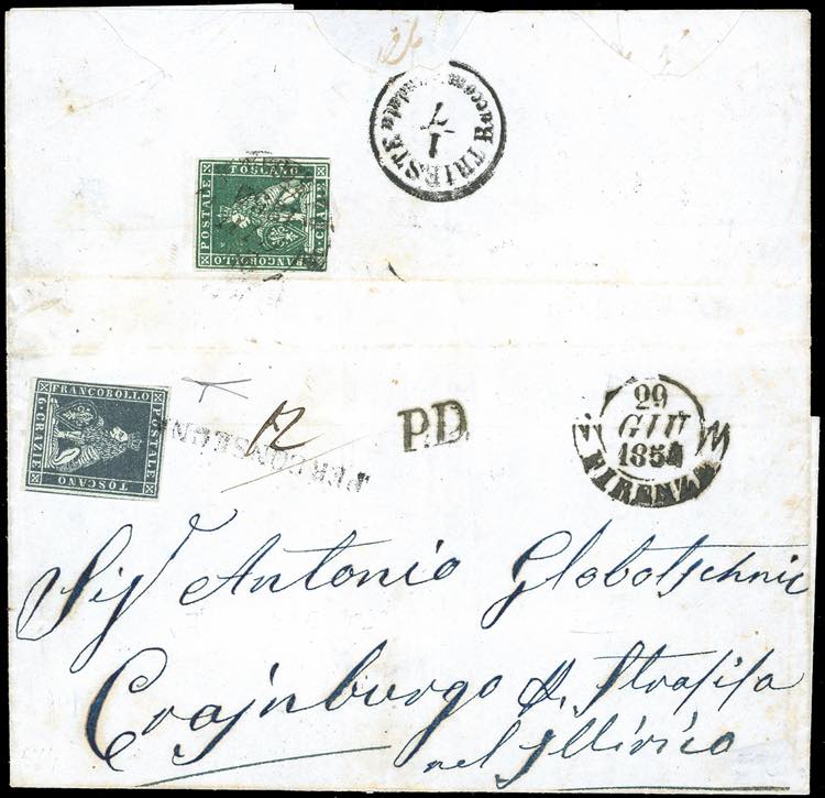 1854 - 6 crazie ardesia e, al ... 