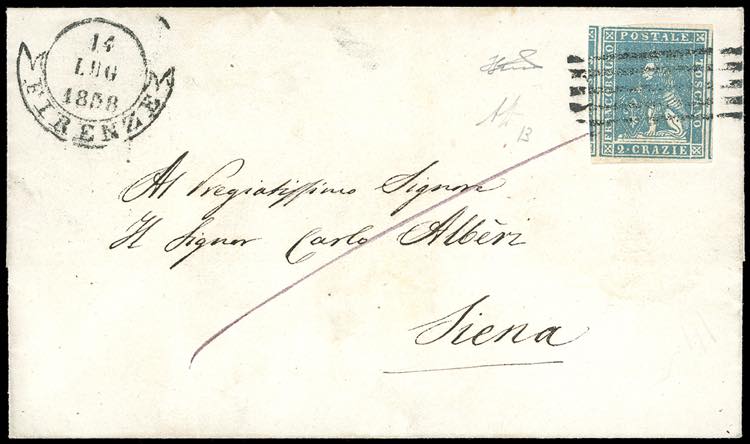 1858 - 2 crazie azzurro, II ... 