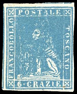 1857 - 6 crazie azzurro vivo, ... 