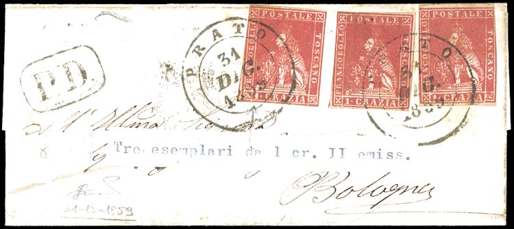 1859 - 1 crazia carminio, II ... 