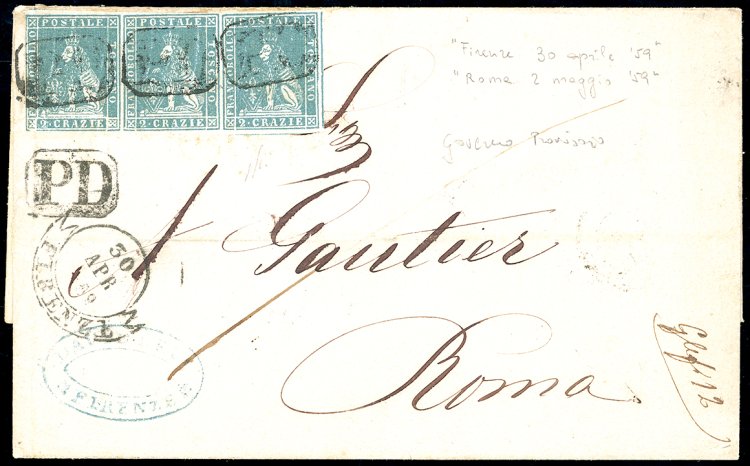 1859 - 2 crazie azzurro (13), ... 