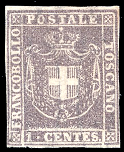 1860 - 1 cent. violetto bruno ... 