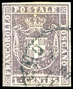 1860 - 1 cent. violetto bruno ... 