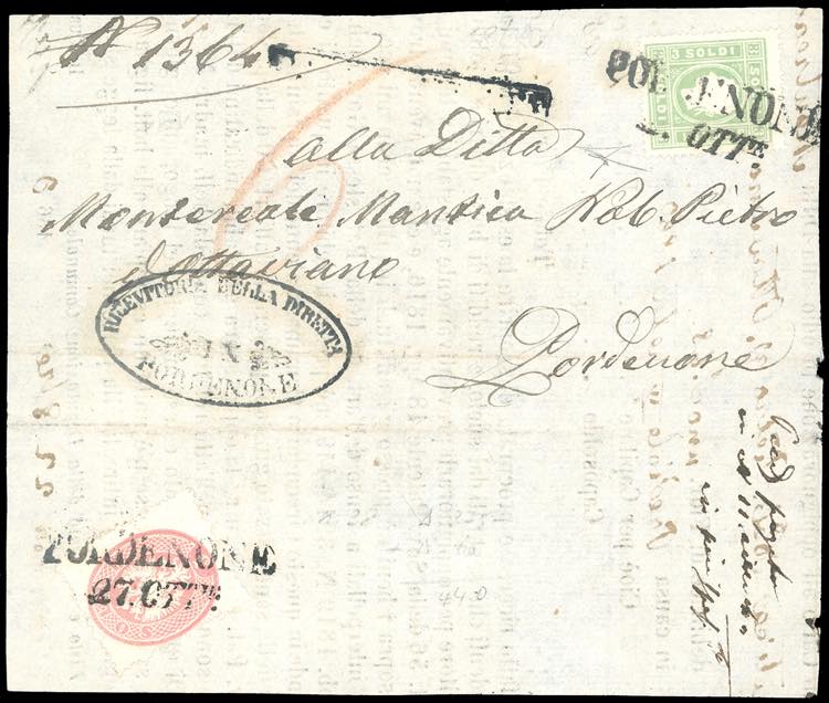 1863 - 3 soldi verde giallo e, al ... 