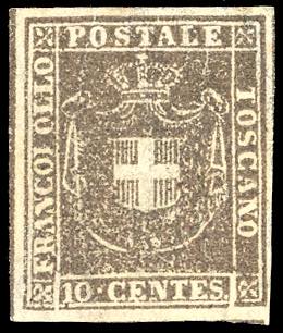 1860 - 10 cent. bruno grigio, ... 