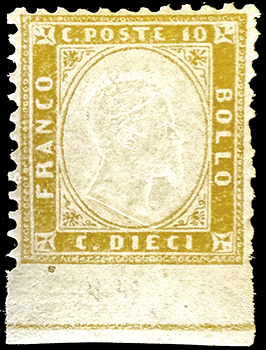 1862 - 10 cent. bistro giallastro, ... 