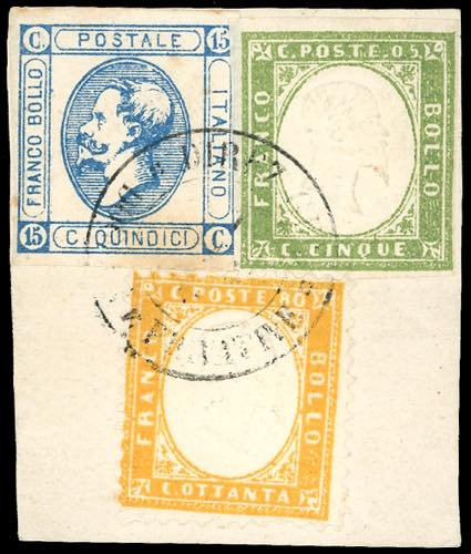 1863 - 80 cent. giallo arancio, 15 ... 