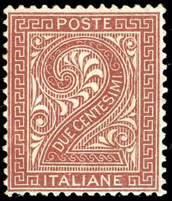 1863 - 2 cent. bruno rosso De La ... 