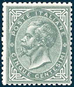 1866 - 5 cent. verde grigio scuro, ... 