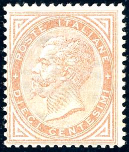 1866 - 10 cent. ocra giallo, De La ... 