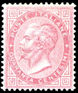1863 - 40 cent. rosa carminio, De ... 