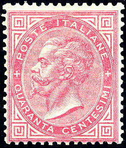 1866 - 40 cent. rosso carminio, De ... 