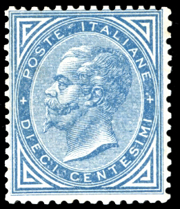 1877 - 10 cent. azzurro (27), ... 