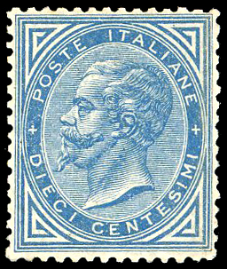 1877 - 10 cent. azzurro (27), ... 