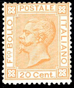 1877 - 20 cent. ocra arancio (28), ... 