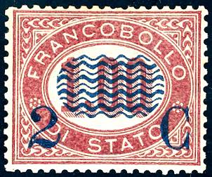 1878 - 2 cent. su 1 lira Servizio ... 