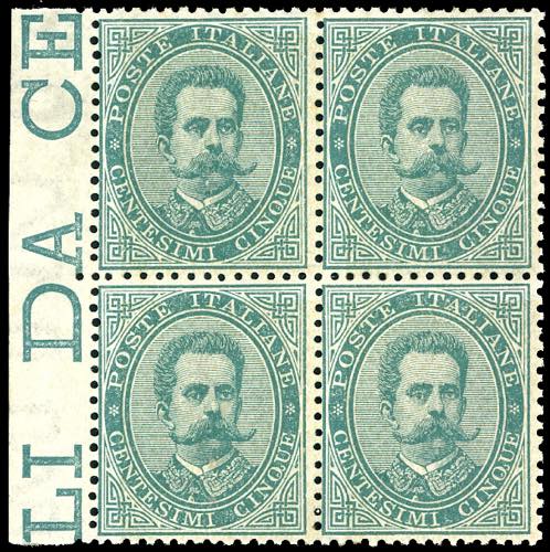1879 - 5 cent. Umberto I, blocco ... 