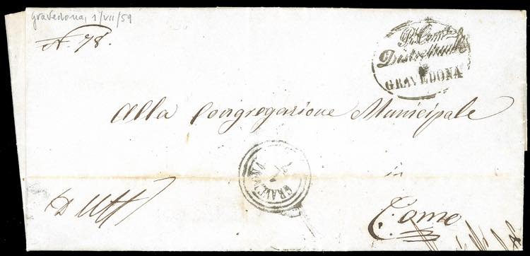 1859 - Lettera in franchigia da ... 