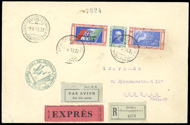 1933 - 5,25 + 19,75 lire Trittico ... 