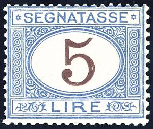 1874 - 5 lire azzurro e bruno ... 