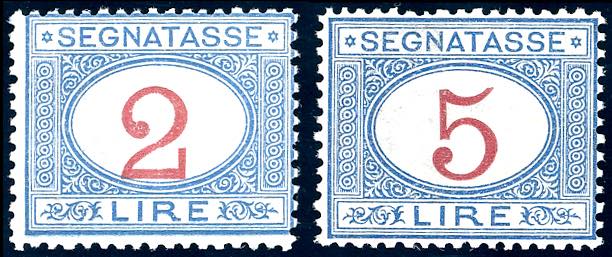 1903 - 2 lire e 5 lire azzurro e ... 