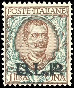 1922 - 1 lira, soprastampa BLP del ... 