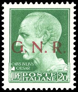 1944 - 20 lire, soprastampa G.N.R. ... 