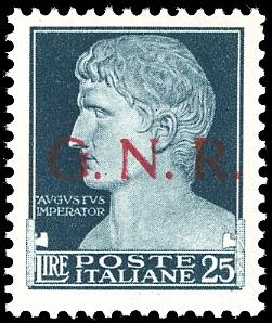 1944 - 25 lire, soprastampa G.N.R. ... 