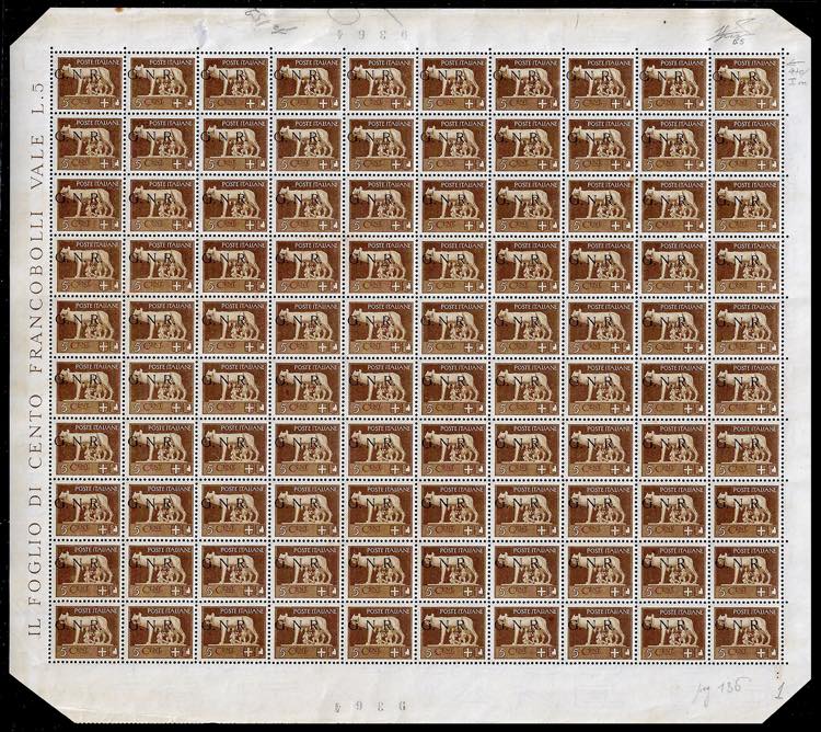 1943 - 5 cent. bruno, soprastampa ... 