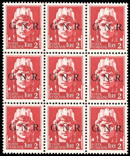 1943 - 2 lire, soprastampa G.N.R. ... 