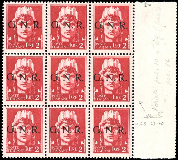 1943 - 2 lire, soprastampa G.N.R. ... 