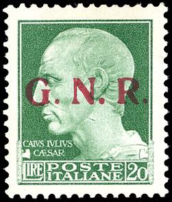1943 - 20 lire, soprastampa G.N.R. ... 